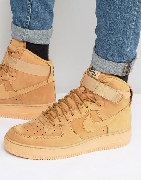 Nike Air Force 1 '07 Lv8 Hi-top Flax Trainers In Tan 882096-200