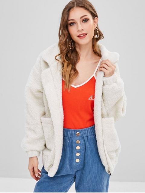 fluffy zip up winter teddy coat