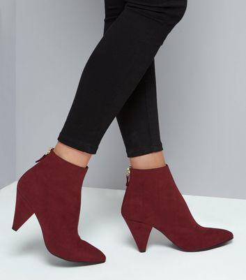 red cone heel boots