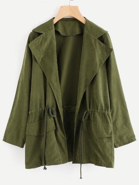 Chaqueta Con Doble Bolsillos De Cintura Con Cordón