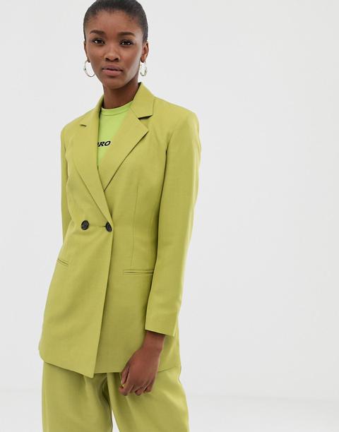 Asos Design - Blazer Da Abito Con Spalle Strutturate In Lime Pop - Verde