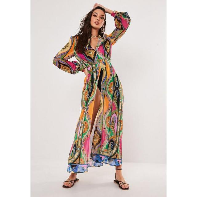under wraps pink paisley print chiffon maxi dress