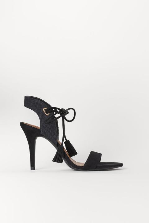 Sandalias Con Tiras - Negro