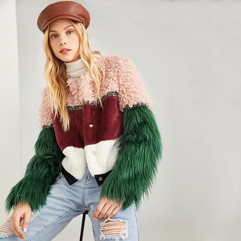 Cazadora Teddy De Colores Con Distintas Texturas