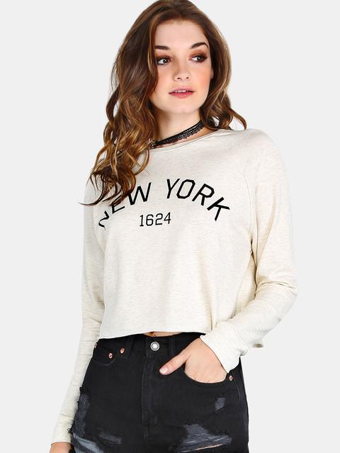 Cropped New York Pullover Oatmeal