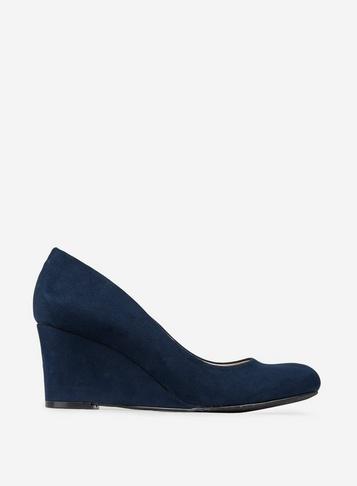 Womens Wide Fit Navy Dreams Wedge Court 