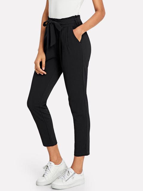 Frill Trim Tie Waist Pants