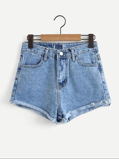 Jeans Shorts Mit Gerolltem Saum