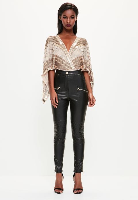 Peace + Love Black Faux Leather Trousers