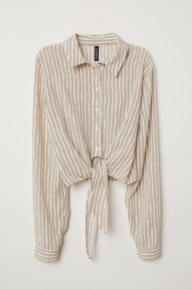 H & M - Camicetta Da Annodare A Righe - Beige