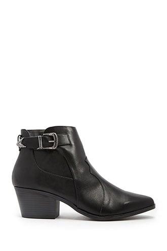 Forever 21 Faux Leather Booties , Black