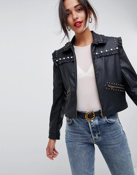 Asos Design - Giacca Con Perle - Nero