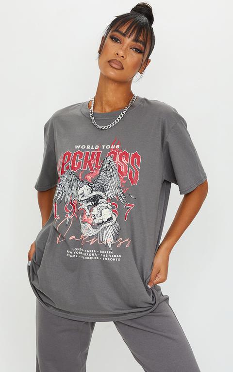 Grey World Tour Reckless Printed T Shirt