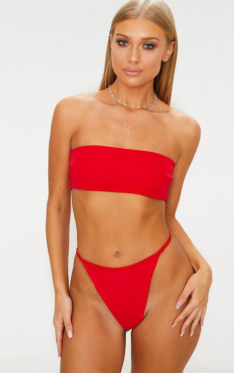 Red Mix & Match Bandeau Bikini Top