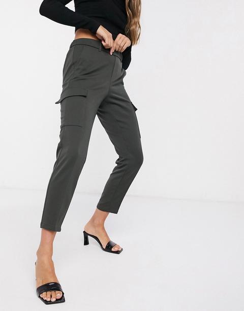 Pantalones Tapered Cargo En Caqui De Vero Moda-verde