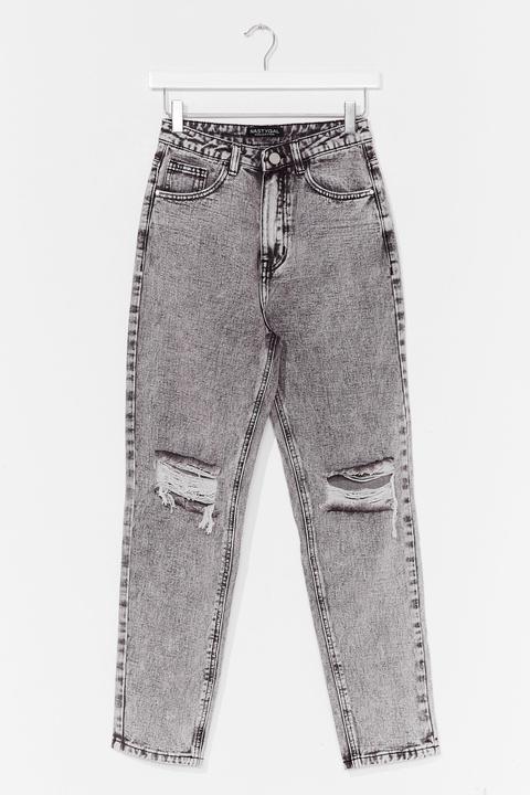 Womens Raw Hem Distressed Mom Jeans