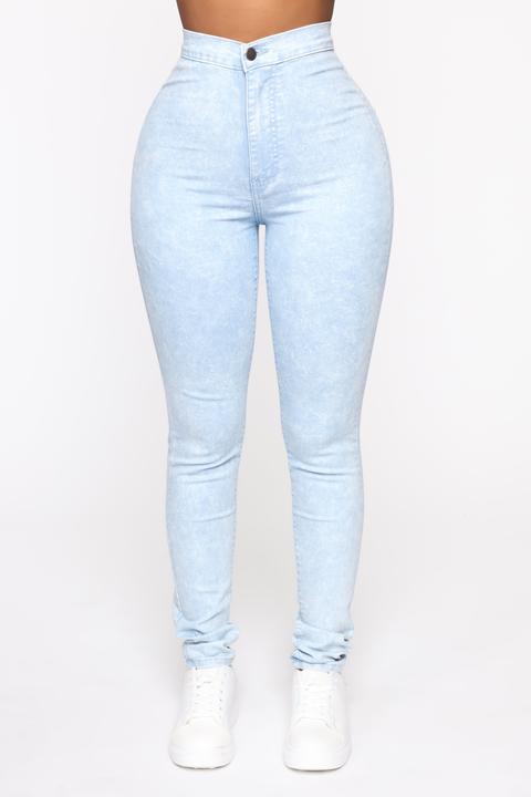 Trippin On You High Waisted Skinny Jeans - Acid Wash