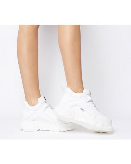 buffalo corin low platform trainers in white