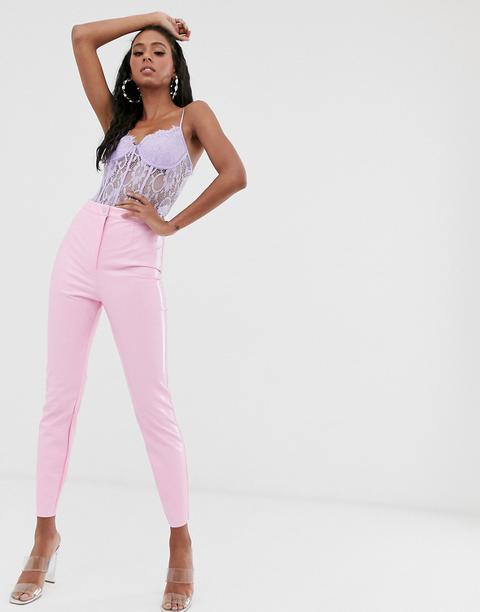 Asos Design - Pantalon En Vinyle Ultra Moulant - Rose