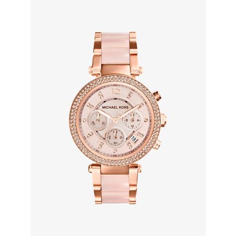 Mk Parker Rose Gold-tone Blush Acetate Watch - Rose Gold - Michael Kors