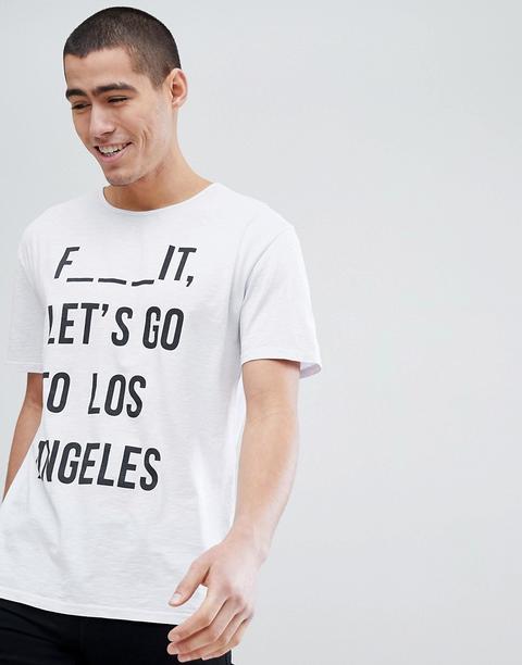 "stradivarius - T-shirt Oversize Bianca Con Scritta "let's Go To Los Angeles" - Bianco