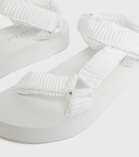White Ruched Strap Chunky Sandals New Look Vegan