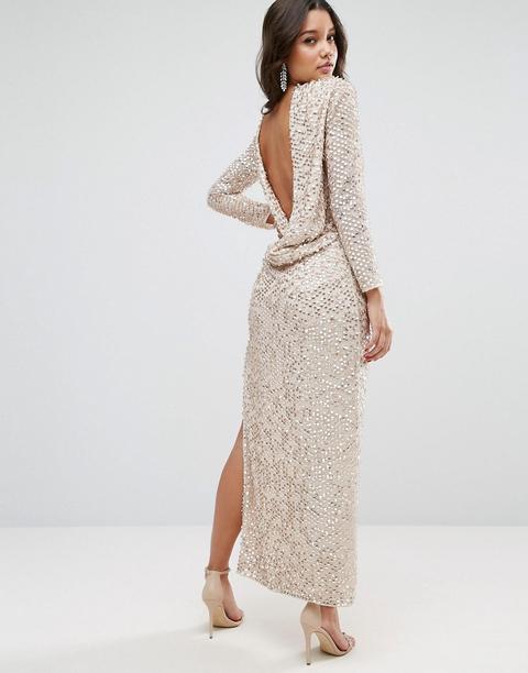 Vestido Largo De Lentejuelas Con Espalda Desbocada De Asos