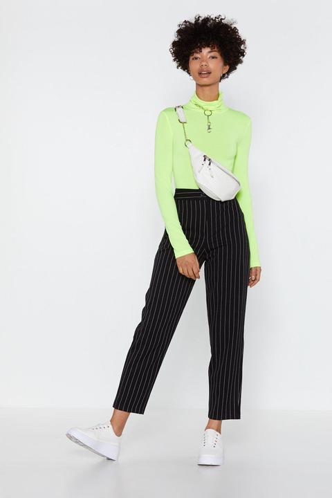 Womens Pinstripe High Waisted Tapered Trousers