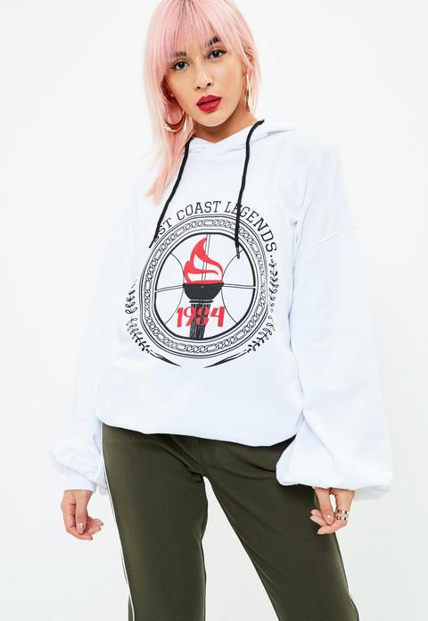 Sudadera Con Capucha Con Motivo Estampado En Blanco