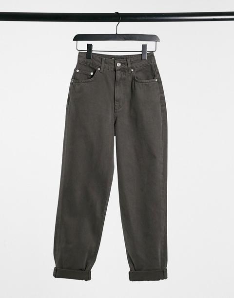 Asos Design High Rise 'slouchy' Mom Jeans In Chocolate-brown