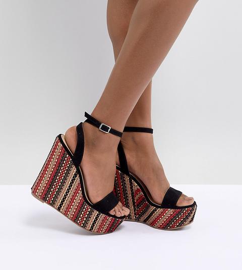 Asos Design - Sandali Alti Con Zeppa - Multicolore