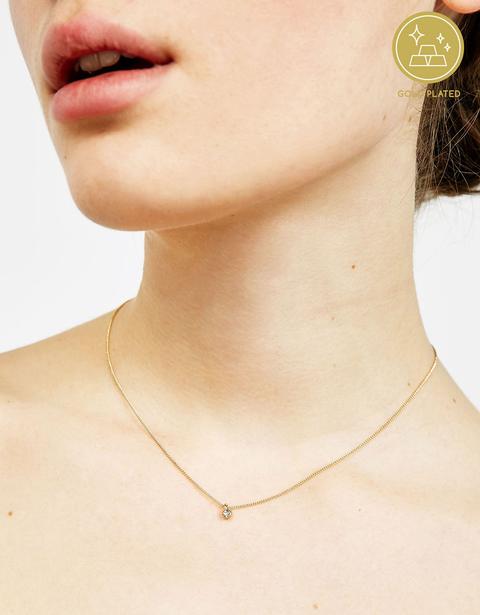 Collar Piedra Bañada En Oro