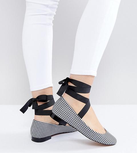 Asos - Loved Up - Ballerine A Pianta Larga Con Lacci Alla Caviglia - Multicolore