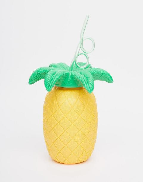 Botella Con Pajita Con Forma De Piña De Sunnylife