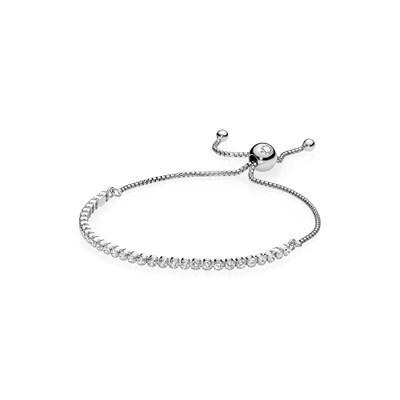 Bracciale In Argento Sterling 925 Rodiato E Zirconia Cubica Con Chiusura Regolabil