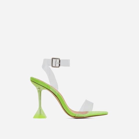 lime green square toe heels