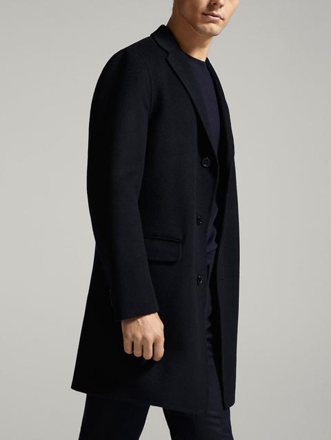 Cappotto Lana Blu Navy Slim Fit