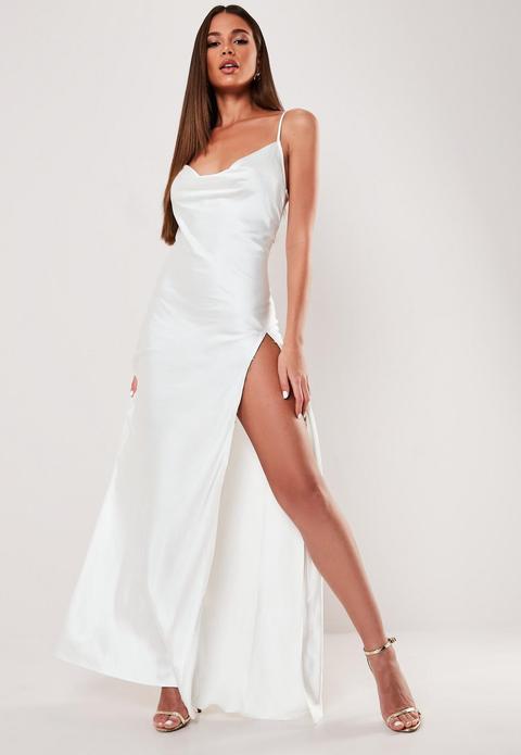 missguided white satin dress