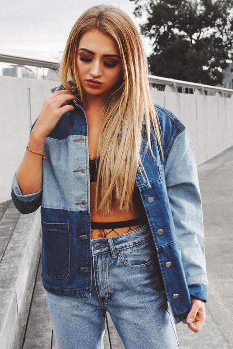 Blue Two Tone Denim Jacket