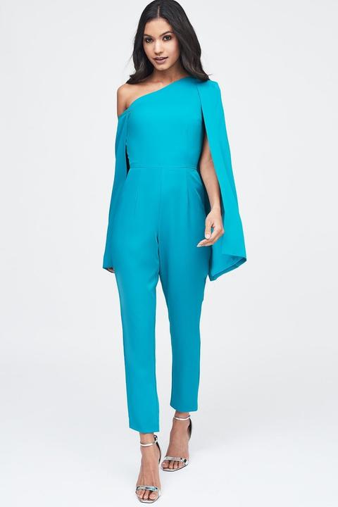 One Cape Tailored Jumpsuit In Jade Green Lavish Alice on 21 Buttons