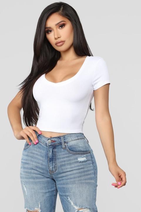 Chloe Ribbed Top - White