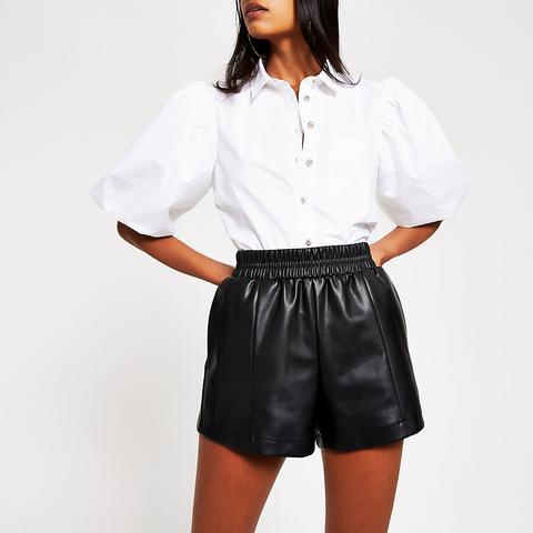 black leather shorts river island