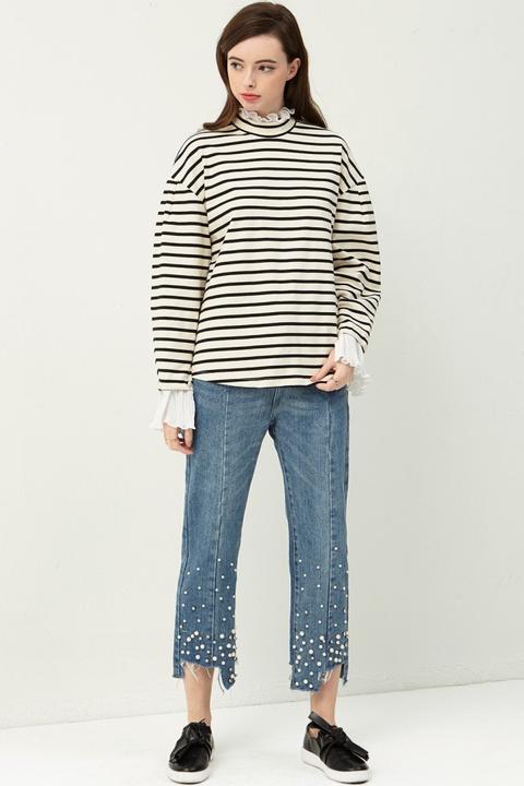 Joella Pearls Pintuck Jeans