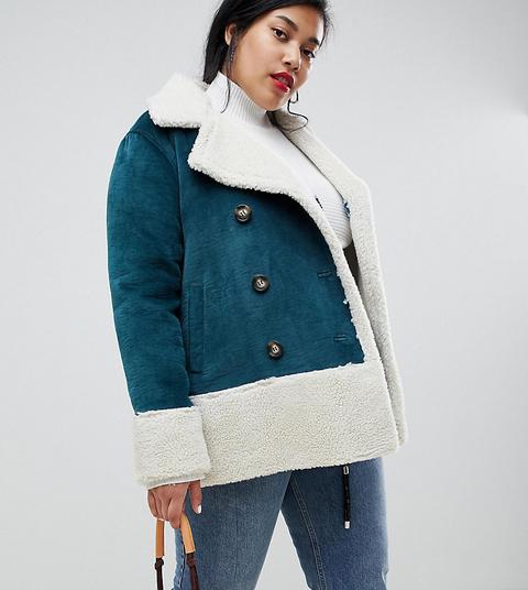 Current Air Plus Manteau Imitation Daim A Doublure Imitation Peau De Mouton Bleu From Asos On 21 Buttons