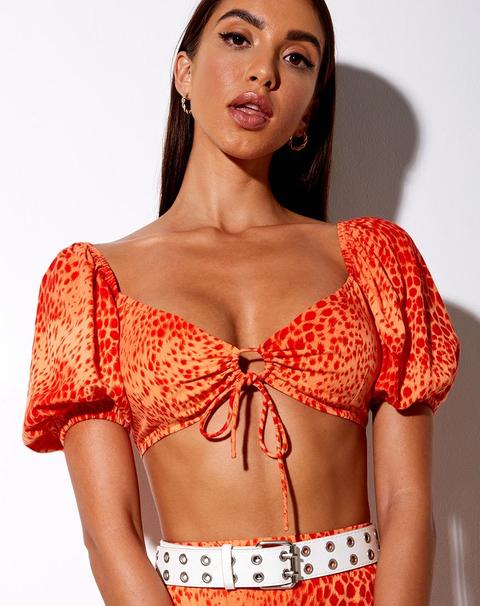 Chelin Crop Top In Gradient Cheetah Tangerine