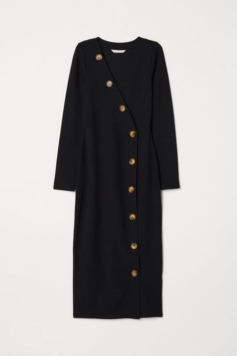 H & M - Vestido Con Botones - Negro