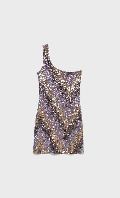 Vestido Corto Asimétrico Lentejuelas
