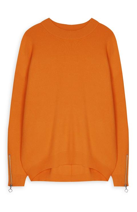 Orange Zip Sleeve Jumper