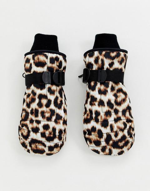 Asos 4505 Ski Leopard Print Mitten Gloves-multi