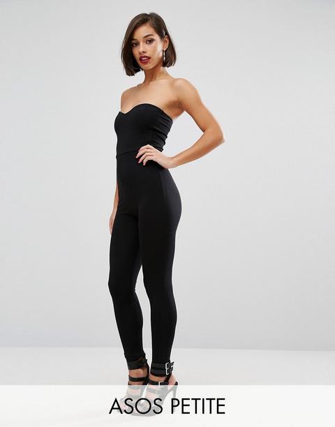 Asos Petite - Tuta Aderente Con Scollo A Cuore - Nero